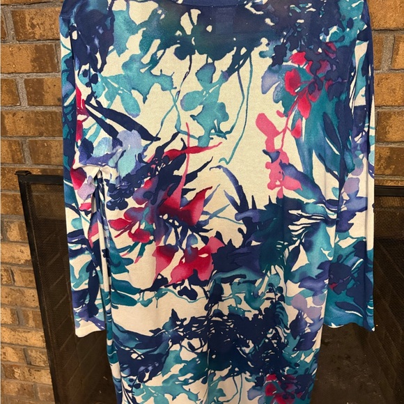 Chico's Blue and Cream Floral Cardigan - Picture 2 of 3